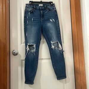 Cello Dark Blue Denim Distressed Jeans Size 7